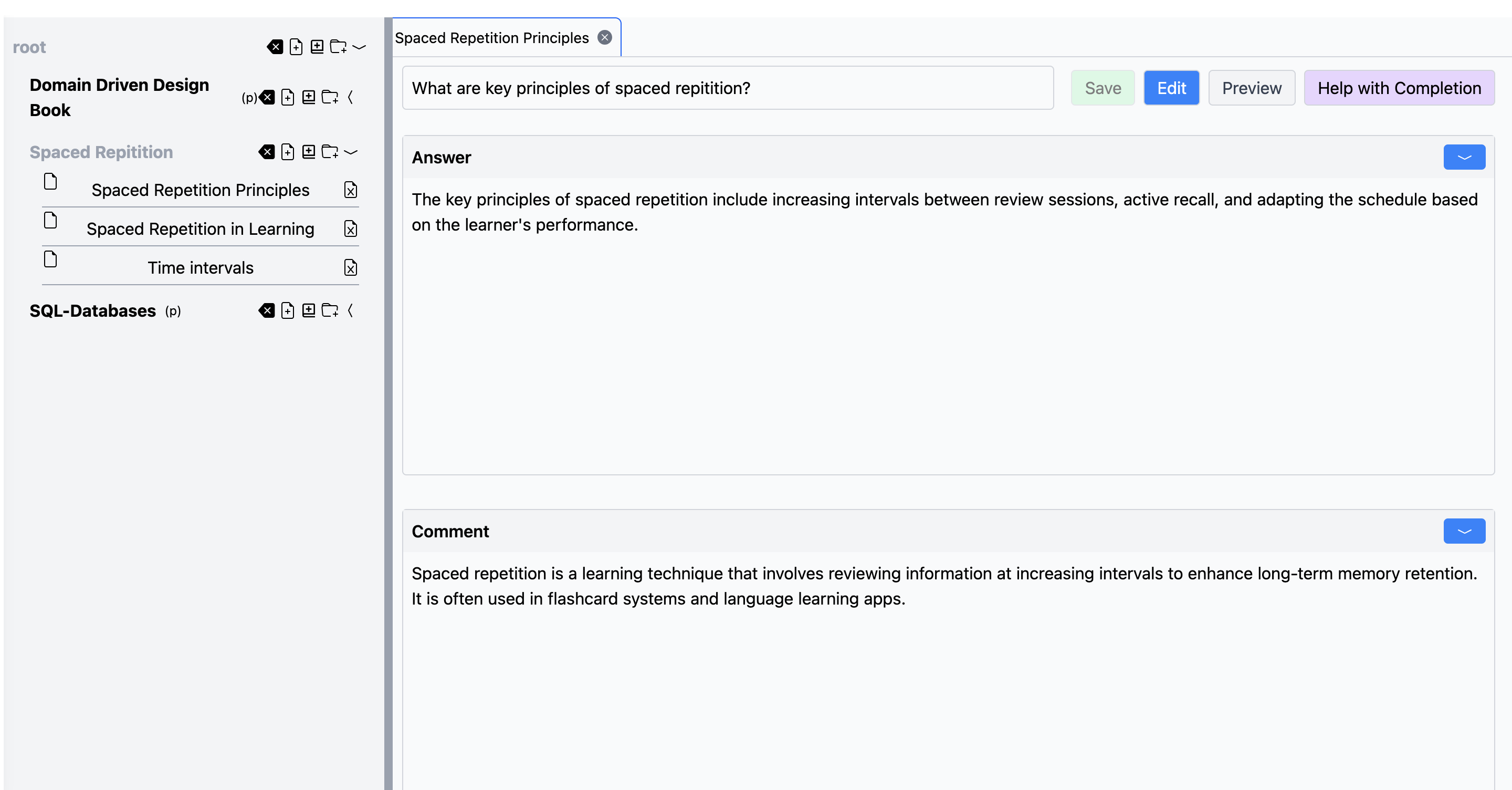 KnowGuard editor showing generated flashcards