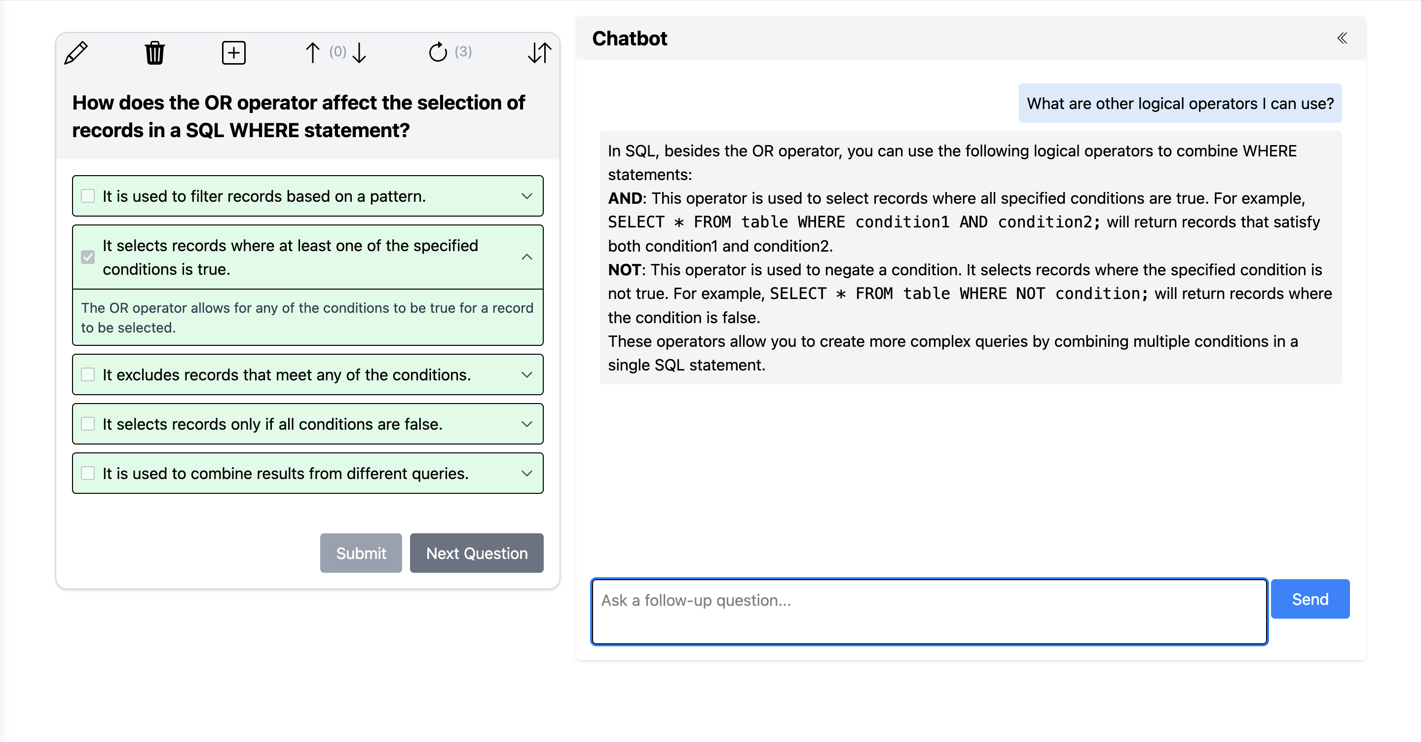 KnowGuard quiz mode with multiple-choice question